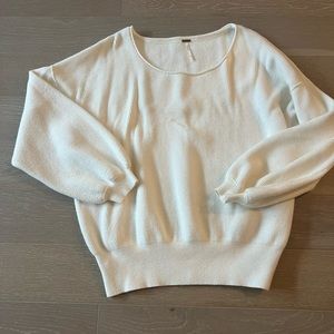 White Free People Ribbed Oversized Sweater